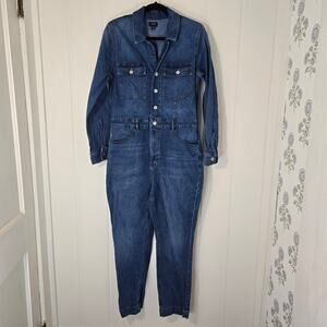 J Crew Denim Jumpsuit Long Sleeve Blue Coveralls EUC Size 10